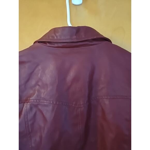 Vtg Steve Madden Womens Brick Red Leather Jacket Nylon Lining Y2k 2000s Large - Picture 8 of 8